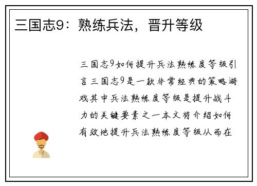 三国志9：熟练兵法，晋升等级